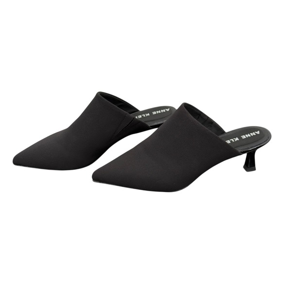 Anne Klein Shoes - Anne Klein Akisabell Mule Heels 6.5M Black Stretch iFlex Kitten Heel NEW In Box